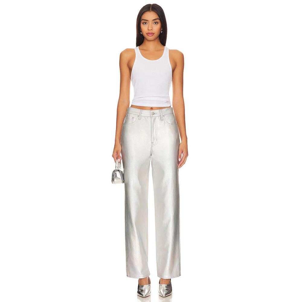 Pistola Cassie Super High Rise Straight Jeans Metallic coated denim 26 NWT $168